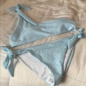 BLUE WHITE STRIPE BIKINI SET